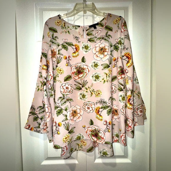Floral Women's Top - Pink and Green - Picture 1 of 10